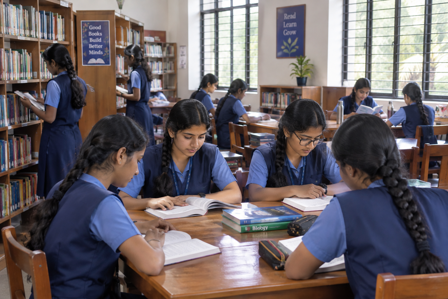 Students in the library